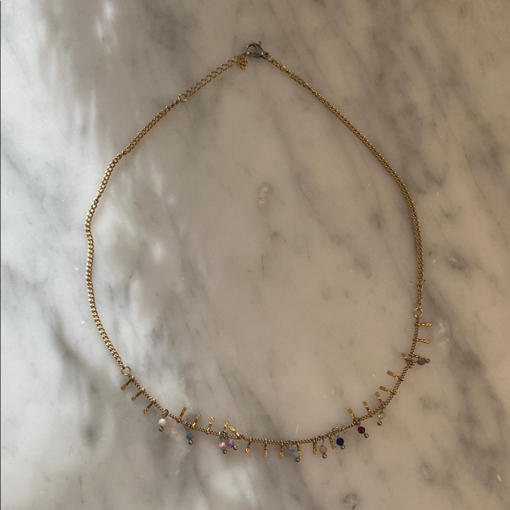 Portuguese Gold Multicolor Gemstone Necklace
